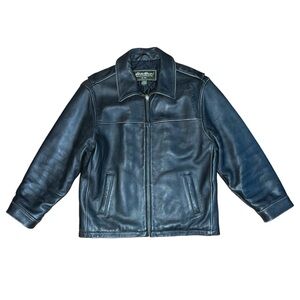 Eddie Bauer Vintage Leather Jacket Black Size M Insulated
